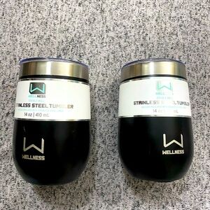 2 - Wellness Double Wall 14oz Stainless Steel Liner Black Tumblers